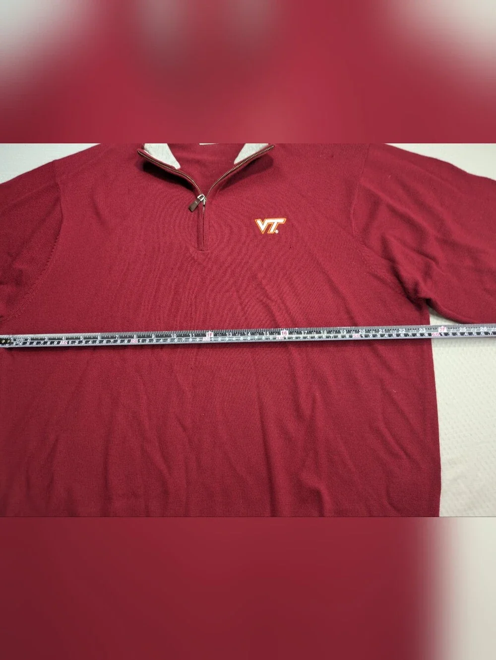 Peter Millar Virginia Tech Hokies Mens XL 1/4 Zip Merino Wool Sweater